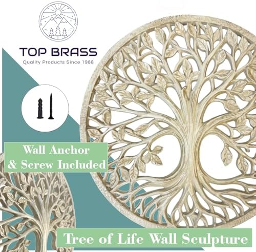 Top Brass Tree of Life Wall Sculpture - 11 58 Diameter