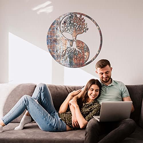 Venovez Yin Yang Wall Decor Wood-Metal Sculpture