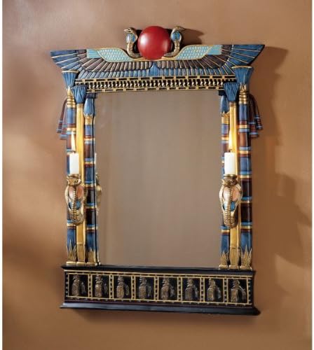 Design Toscano Egyptian Snake Wadjet Wall Sculpture Mirror with Cobra Candle Holders