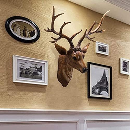 Natural Deer Head Wall Hanging Sculpture for Home Decor