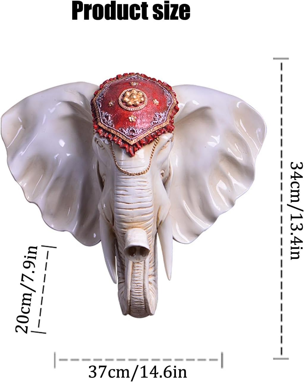 Artificial Resin Elephant Head Wall Sculpture 3D Large Faux Taxidermy Wall Decor