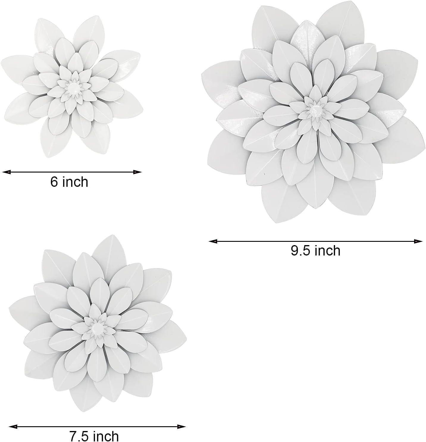 Metal Flower Wall Art Vintage Layered Decor for Home Office Garden