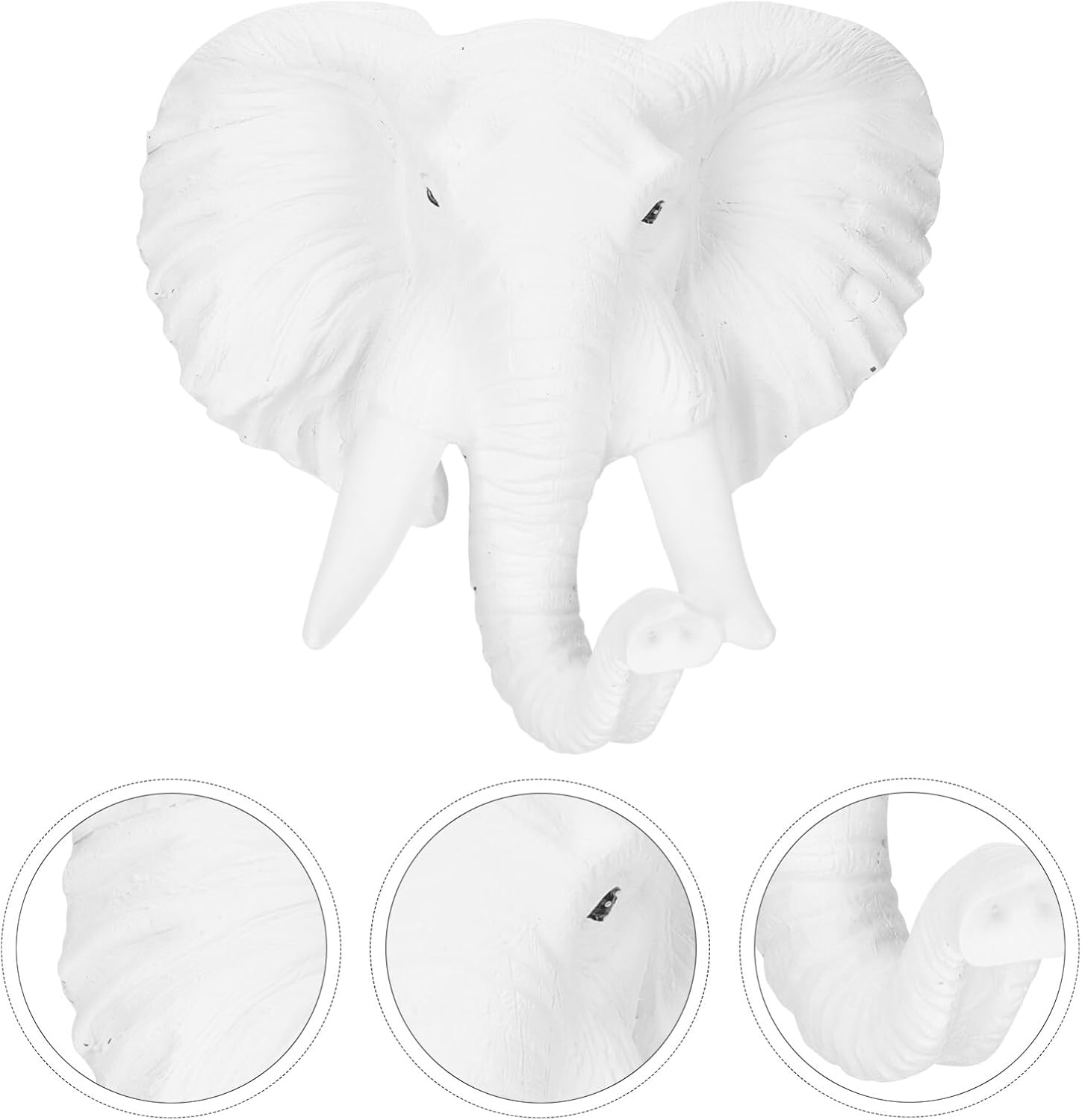 MAGICLULU Head Wall Sculpture Elephant Hanging Art Decor for Wild Animal Lovers White