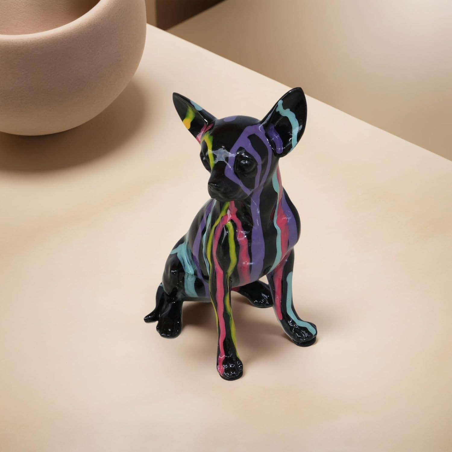 Fluid Chihuahua Statue Creative Colorful Puppy Home Decor