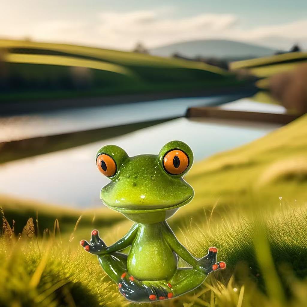 Creative Cute Frogs Figurines Shaking Head Frog Statue for Home Office Decor