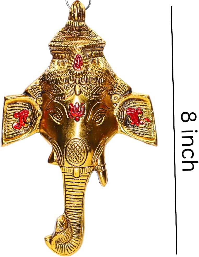 Big Size Ganesh Wall Hanging 8 Inch Golden Decoration
