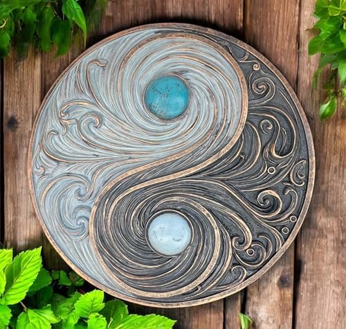 Top Brass Yin and Yang Swirling Waves Wall Sculpture