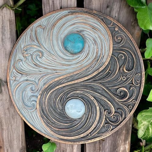 Top Brass Yin and Yang Swirling Waves Wall Sculpture