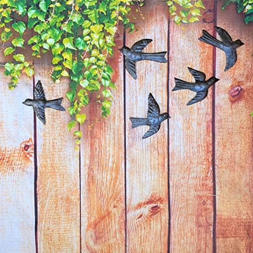 Set of 5 Metal Birds Flying Wall Decor