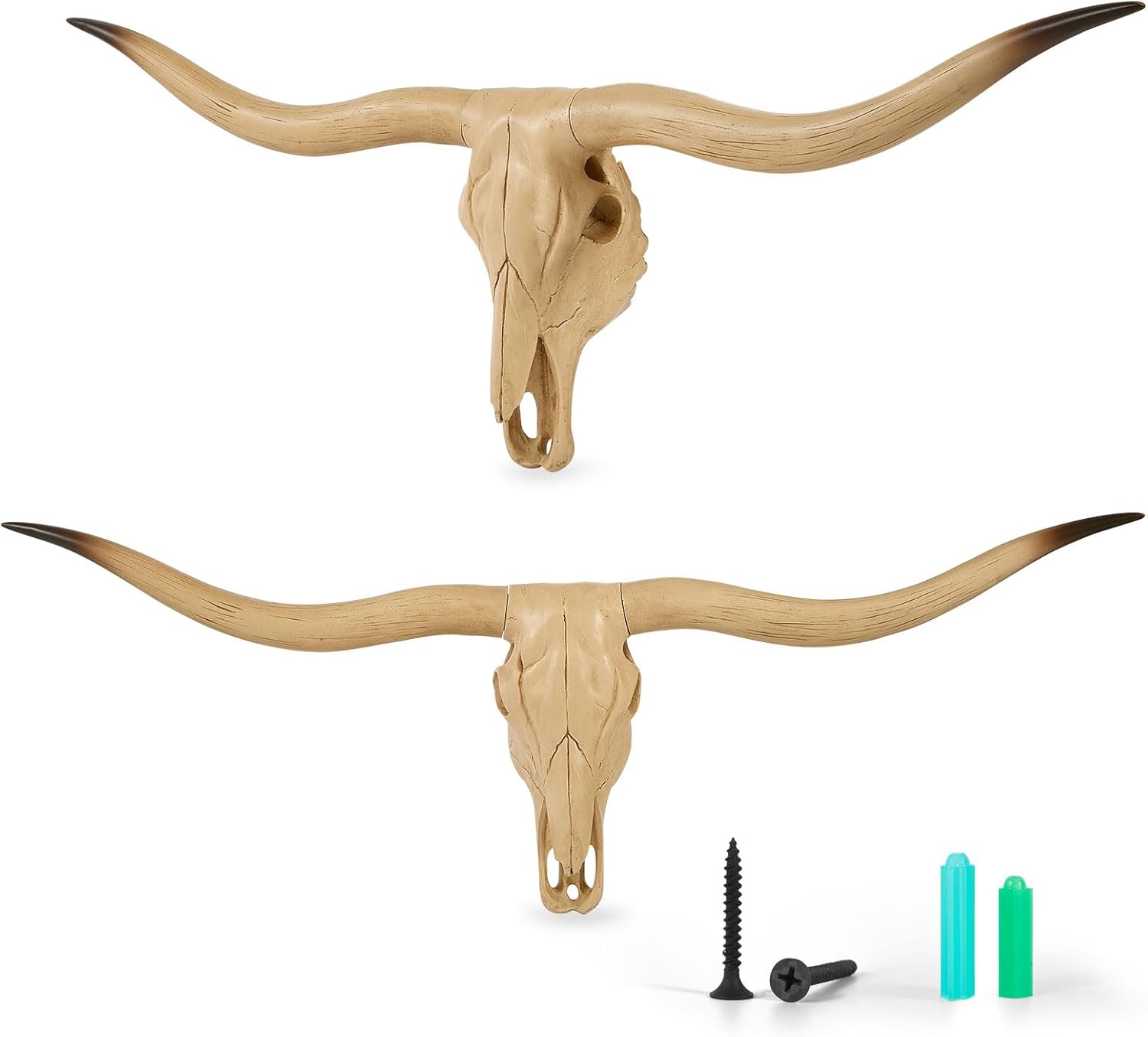 Bison Bull Skull Wall Decor - Realistic Resin Sculpture Art