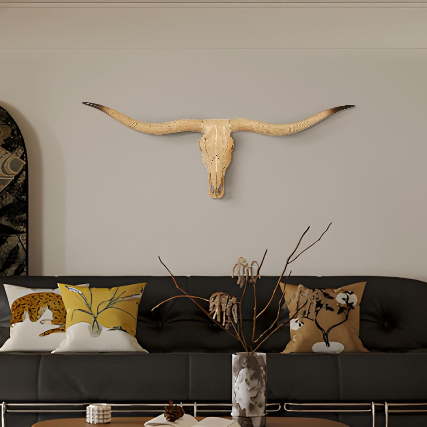 Bison Bull Skull Wall Decor - Realistic Resin Sculpture Art