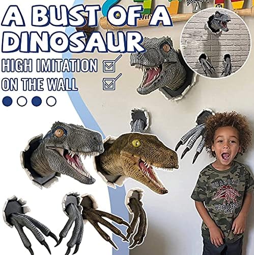 3D Wall-Mounted Velociraptor Sculpture - Realistic Dinosaur Bust Home Decoration Prop