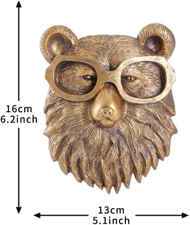 Joogour Wall Mounted Bear Sculpture Resin Animal Decor for Home Office Living Room