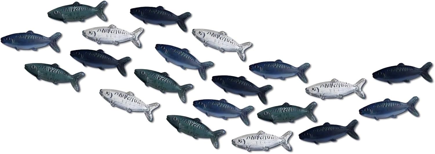 Blulu 20 Pcs Vintage Metal Fish Wall Decor