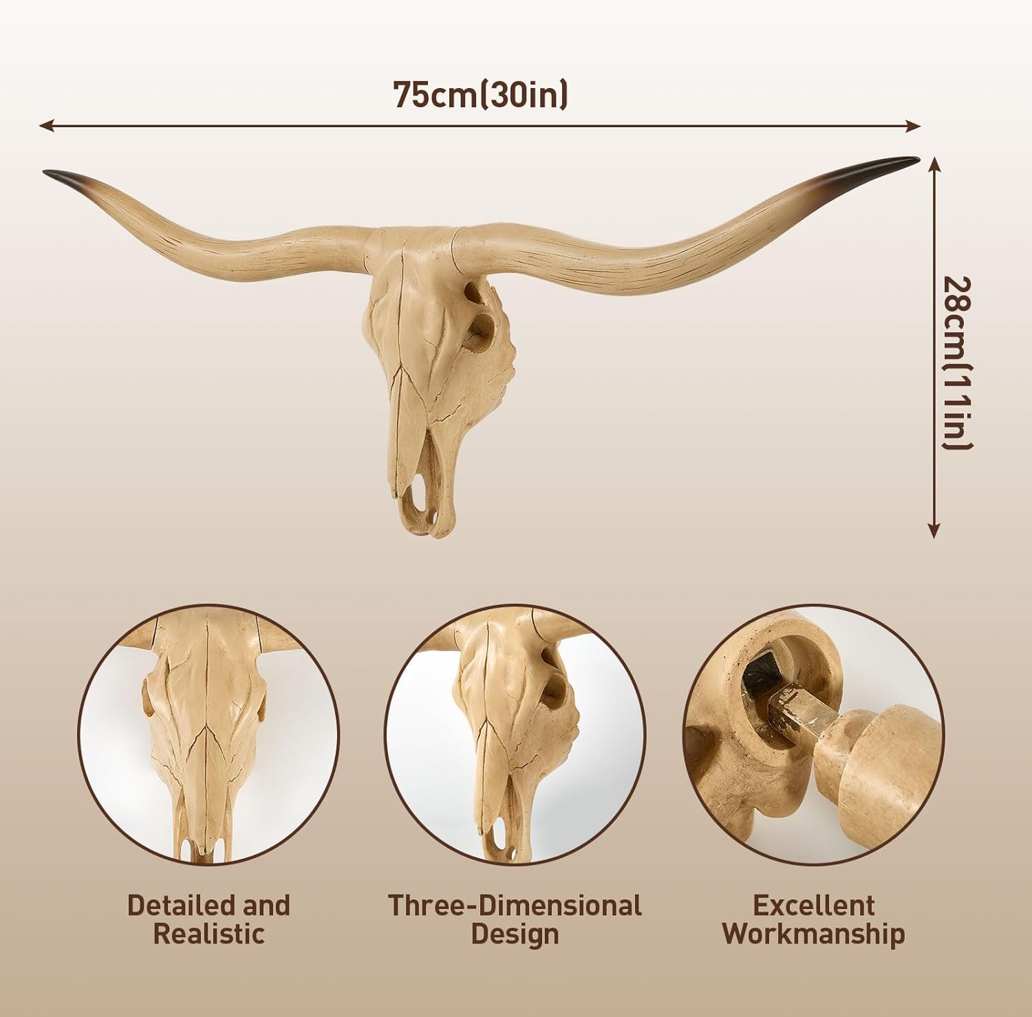 Bison Bull Skull Wall Decor - Realistic Resin Sculpture Art