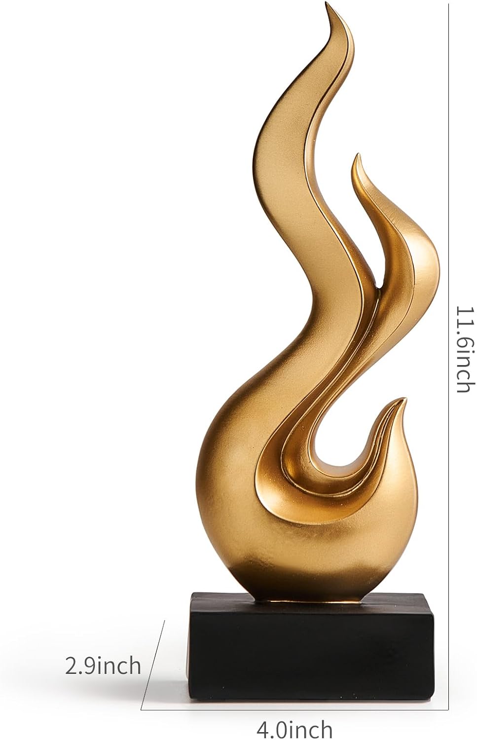 Modern Abstract Art Flame Statue Gold Resin Sculpture for Living Room and Office Decor