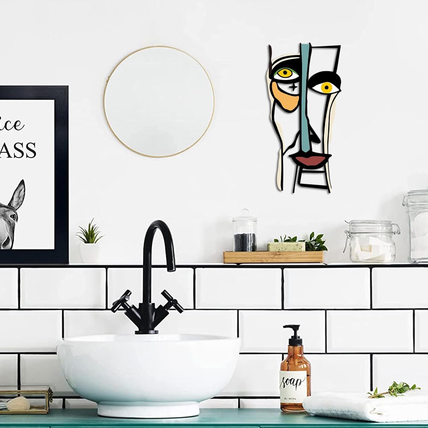 Kas Home Abstract Metal Wall Art Decor Modern Living Room Accent 8L x 16W