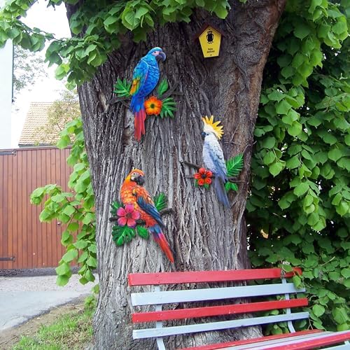 Metal Parrots Wall Art 3 Pack Outdoor Decor
