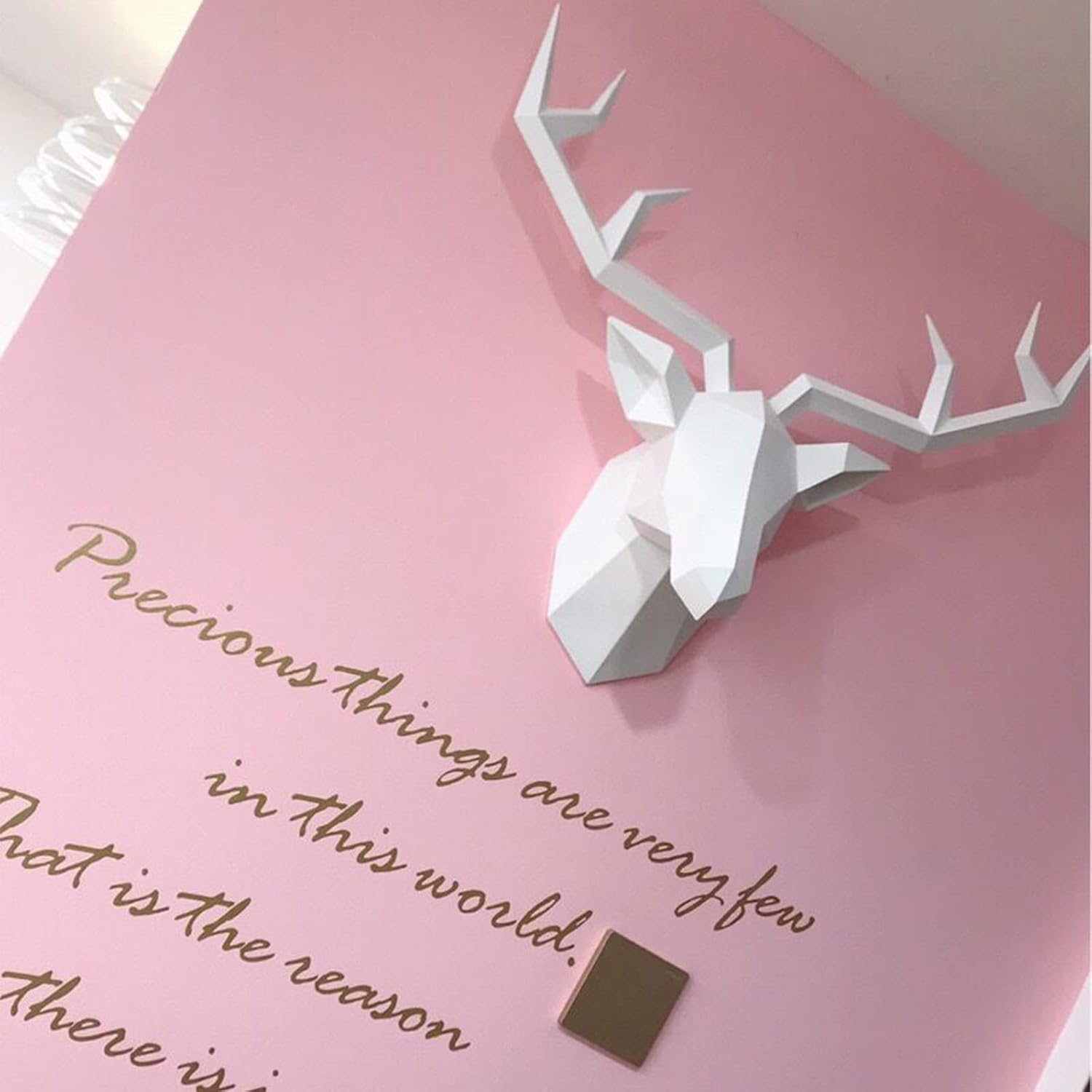 Solid Color 3D Deer Head Wall Decor for Home Office Bar Resin Animal Sculpture