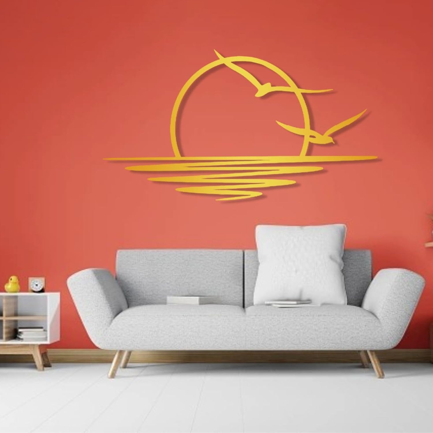 Sunrise Metal Wall Art Coastal Seagull Decor Black Modern Wall Hanging