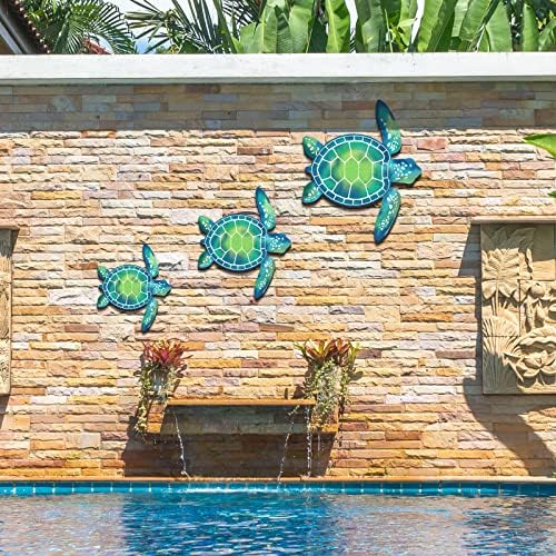 Bucherry Blue Green Wooden Sea Turtle Wall Decor