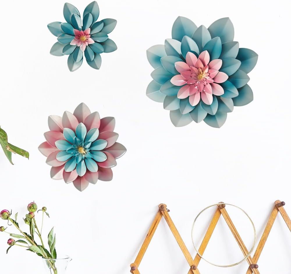 FTIJKLYE Metal Flower Wall Art Vintage Style Decor