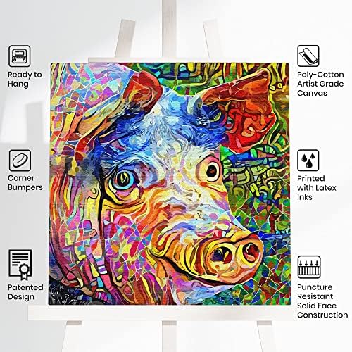 Funny Blue-Eyed Pig Canvas Wall Art Modern Farmhouse Decor