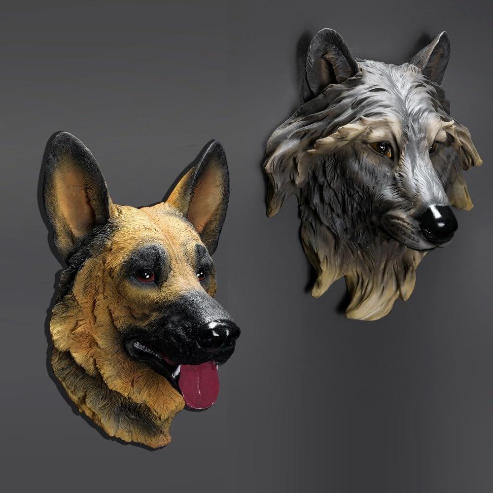 Tiger Horse Head Wall Decor Sculpture Resin Wall Art for Home Office Kitchen Bar