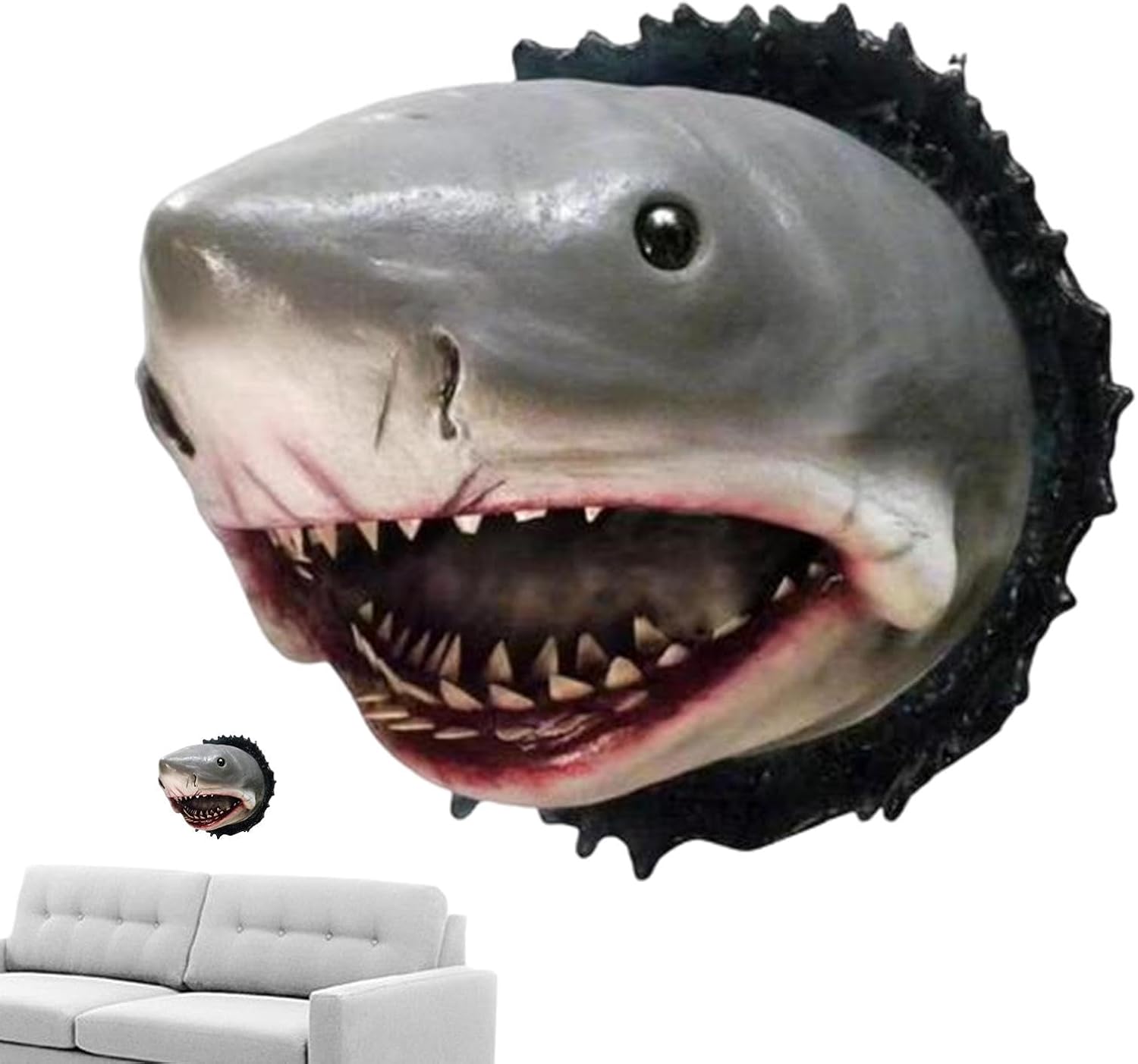 Shark Wall Mounted Trophy Sculpture Realistic Shark Head Decor
