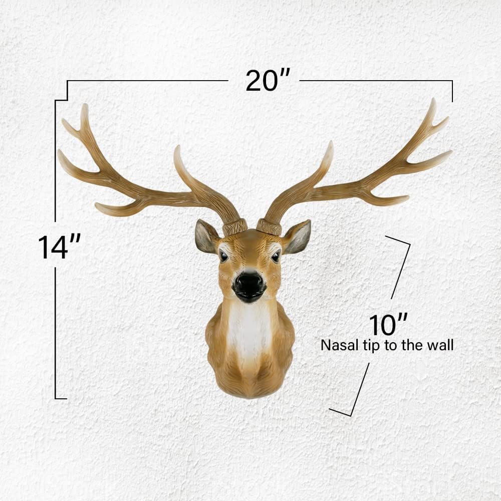 Keygift Deer Head Wall Decor 20 Inch Realistic Sculpture