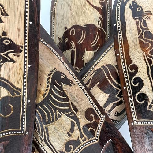 Artisan-Carved Wooden African Animal Wall Masks Set of 5