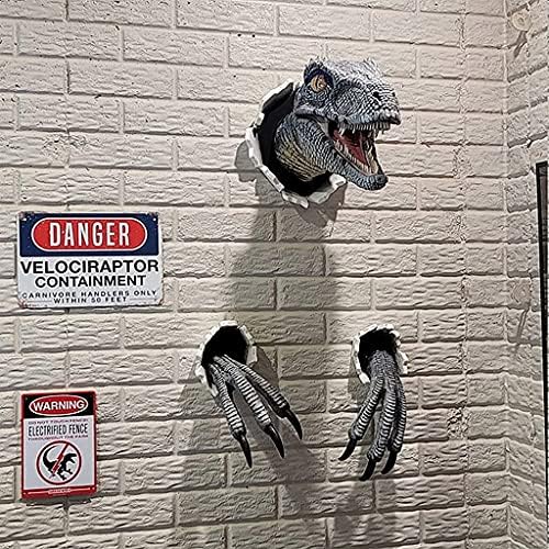 3D Wall-Mounted Velociraptor Sculpture - Realistic Dinosaur Bust Home Decoration Prop