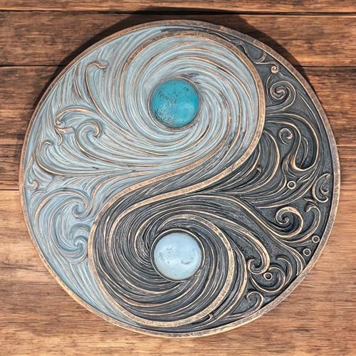 Top Brass Yin and Yang Swirling Waves Wall Sculpture