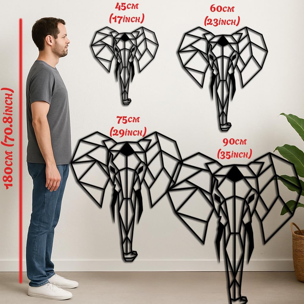 BONPERLA Geometric Elephant Wall Art Modern Decor Black 6 Sizes