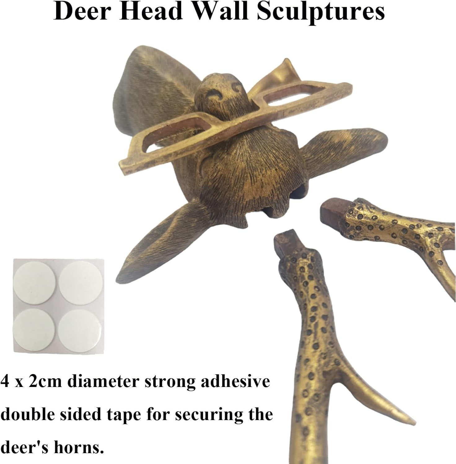 Deer Wall Sculpture Resin Animal Head Decor Rustic Wall Art for Home Office Living Room