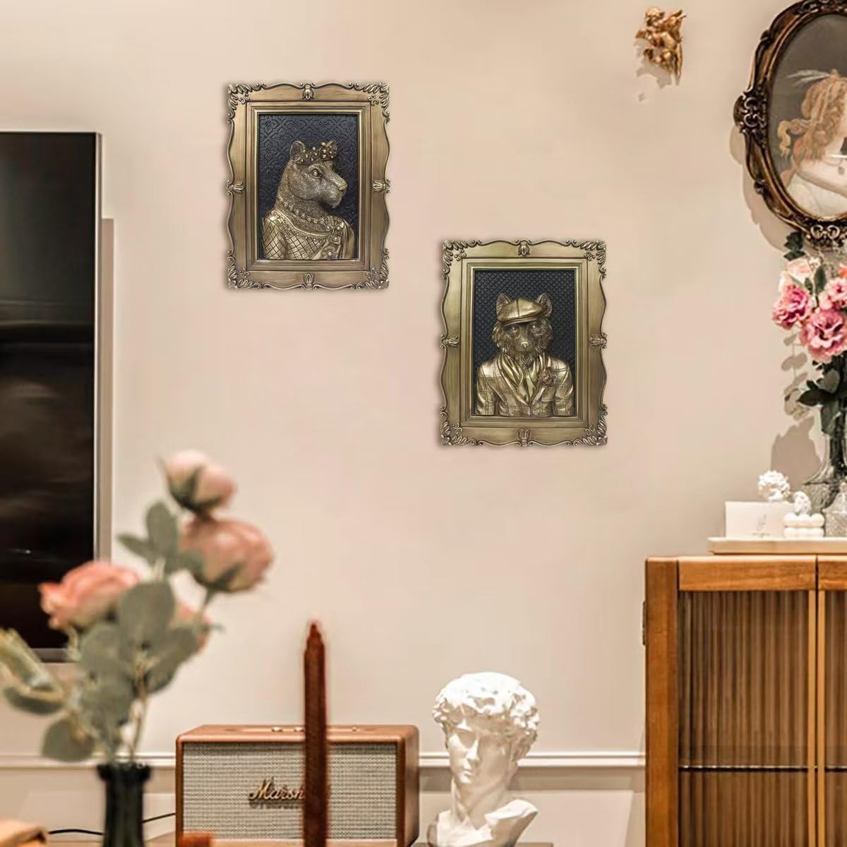 Esvinte Vintage Wall Sculpture Wolf Decor