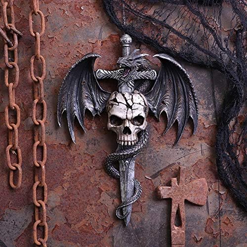 SUMMIT COLLECTION Spiral Dragon Skull Dagger Wall Sculpture