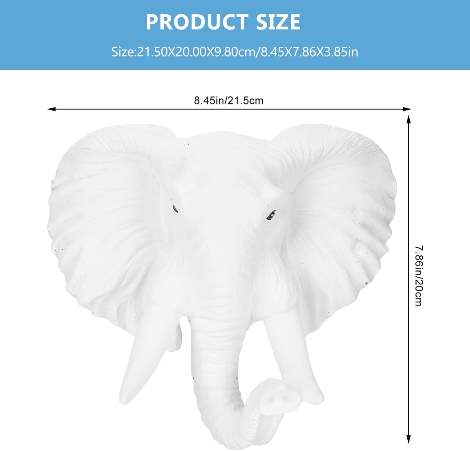 MAGICLULU Head Wall Sculpture Elephant Hanging Art Decor for Wild Animal Lovers White