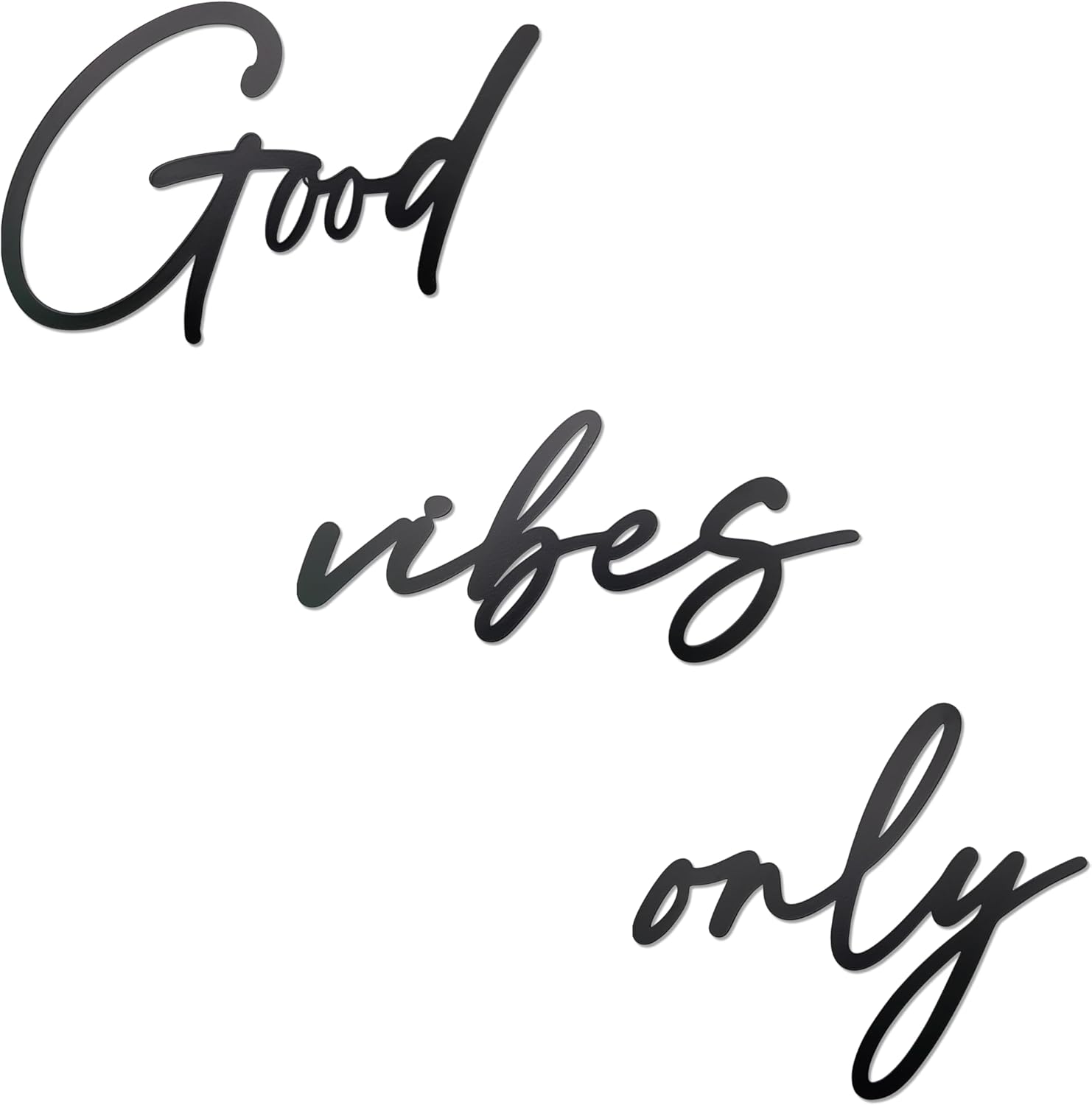 Good Vibes Only Sign Black Metal Wall Art - Minimalist Decor for Home and Office