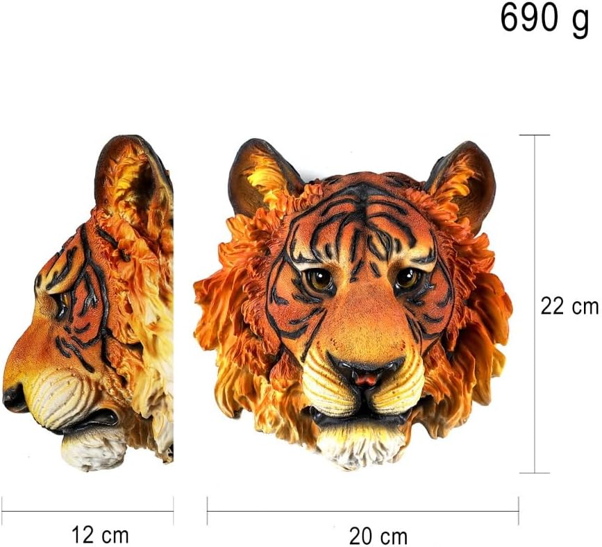 Tiger Horse Head Wall Decor Sculpture Resin Wall Art for Home Office Kitchen Bar