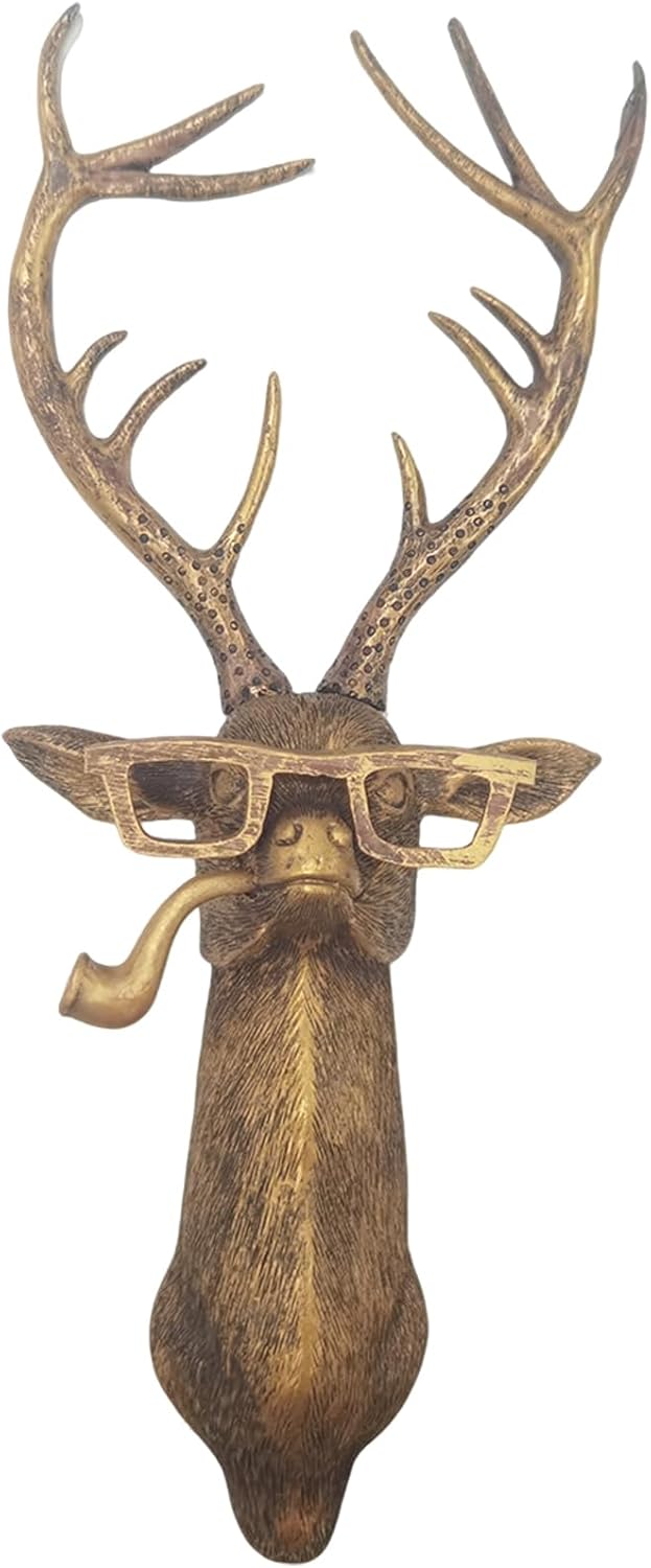 Deer Wall Sculpture Resin Animal Head Decor Rustic Wall Art for Home Office Living Room