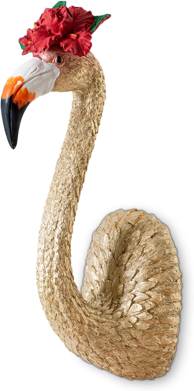 GABROC Gold Wall Decor - Large Resin Flamingo Sculpture for Hanging