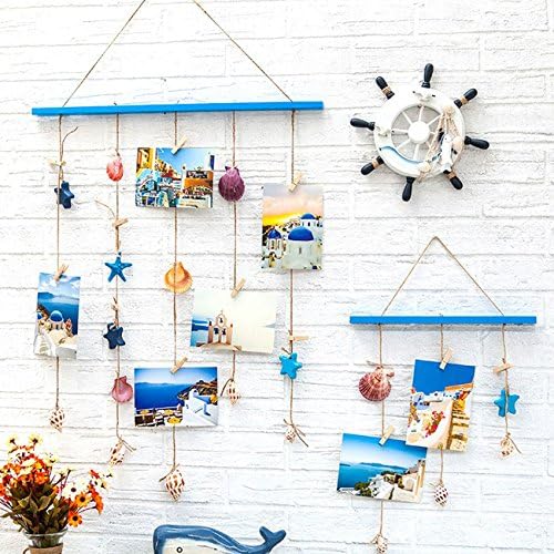 Ogrmar White Fish Nautical Wooden Ship Steering Wheel Wall Decor