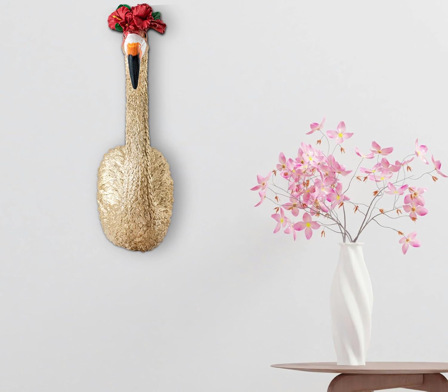GABROC Gold Wall Decor - Large Resin Flamingo Sculpture for Hanging