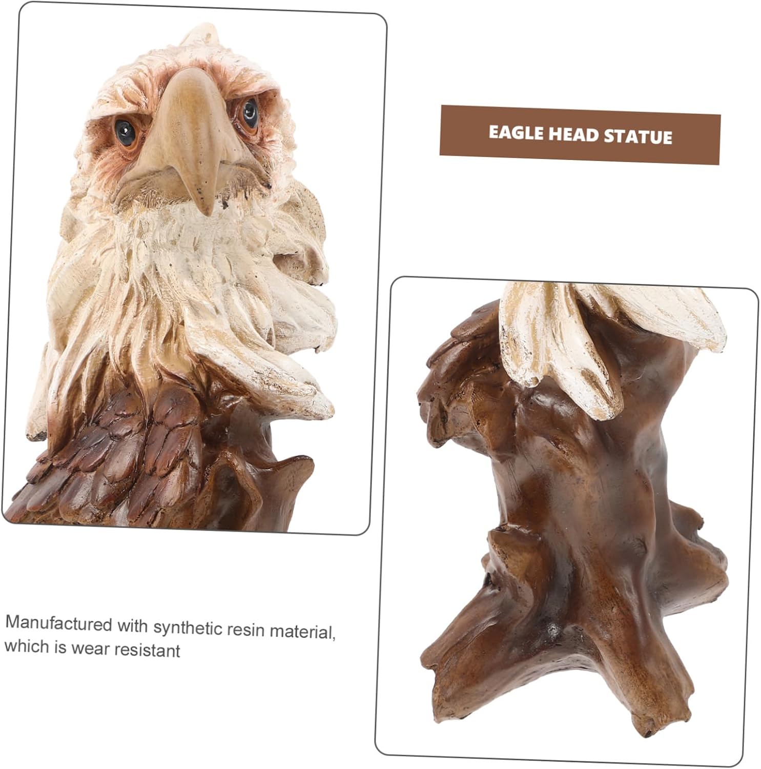 Vintage Eagle Head Sculpture Realistic Eagle Figurine for Office Desk Decor