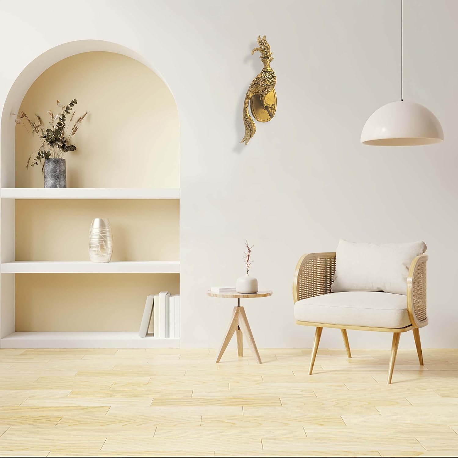 Vintage Bronzed Bird Wall Sculpture Decor