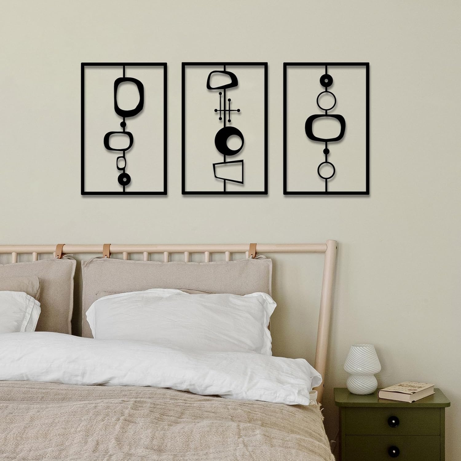 3 Pcs Metal Abstract Wall Decor Modern Geometric Black Wall Sculptures