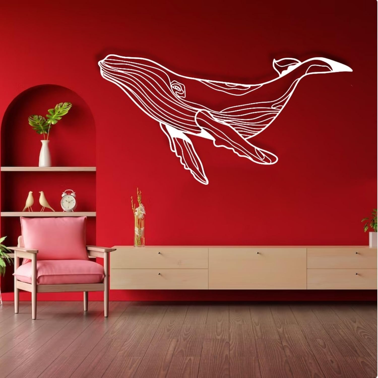 Feuwile Whale Metal Wall Art Ocean Decor for Bedroom Bathroom Living Room 19x10 Inches Black