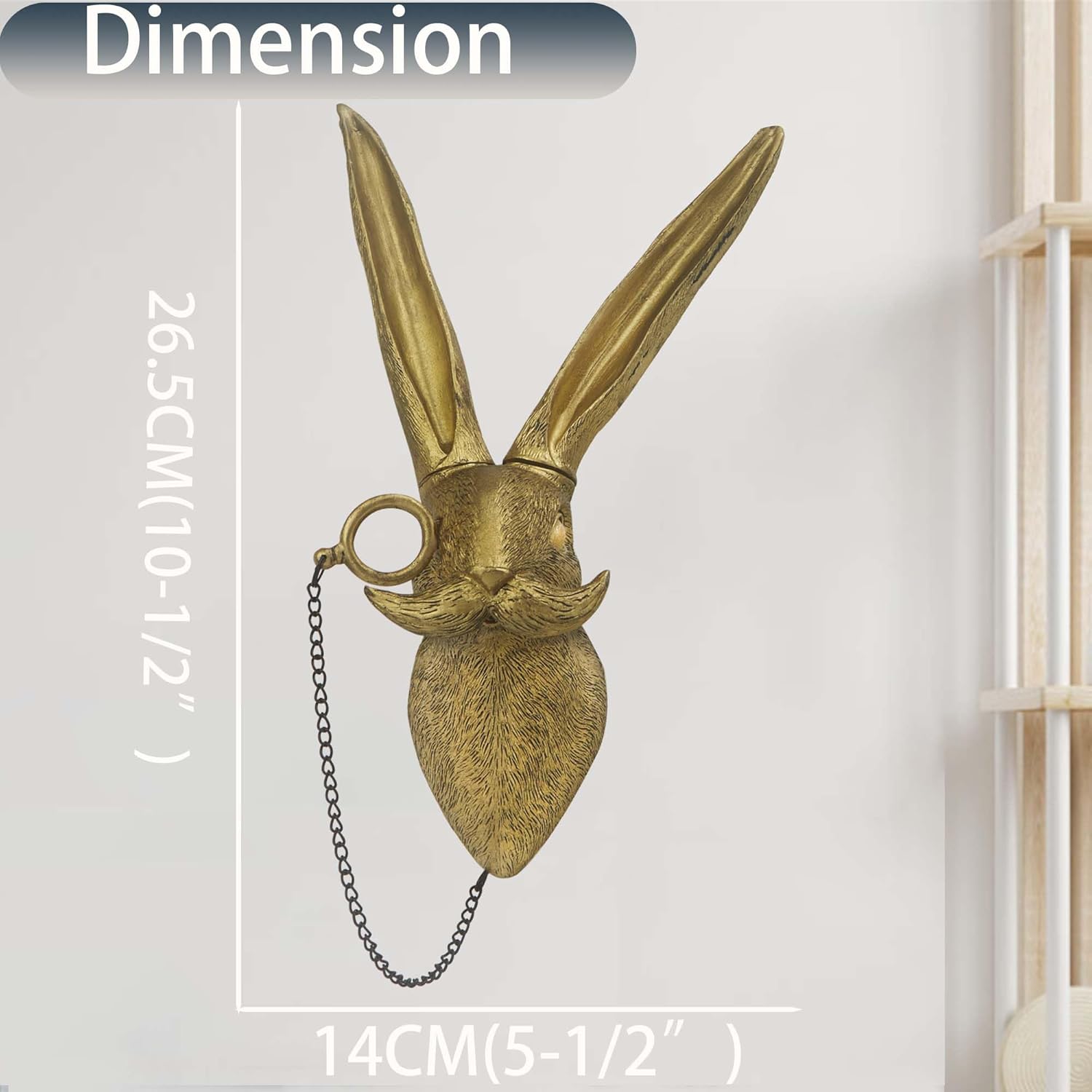 Rabbit Head Wall Art Decor Vintage Resin Sculpture