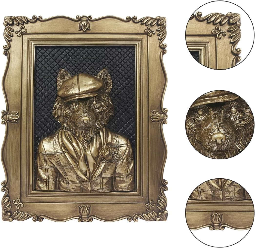 Esvinte Vintage Wall Sculpture Wolf Decor